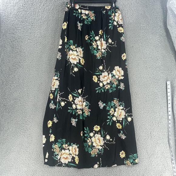 Derek Heart Skirt Shorts Womens Jr M Black Floral Maxi Flowing Boho Lightweight - Picture 8 of 11